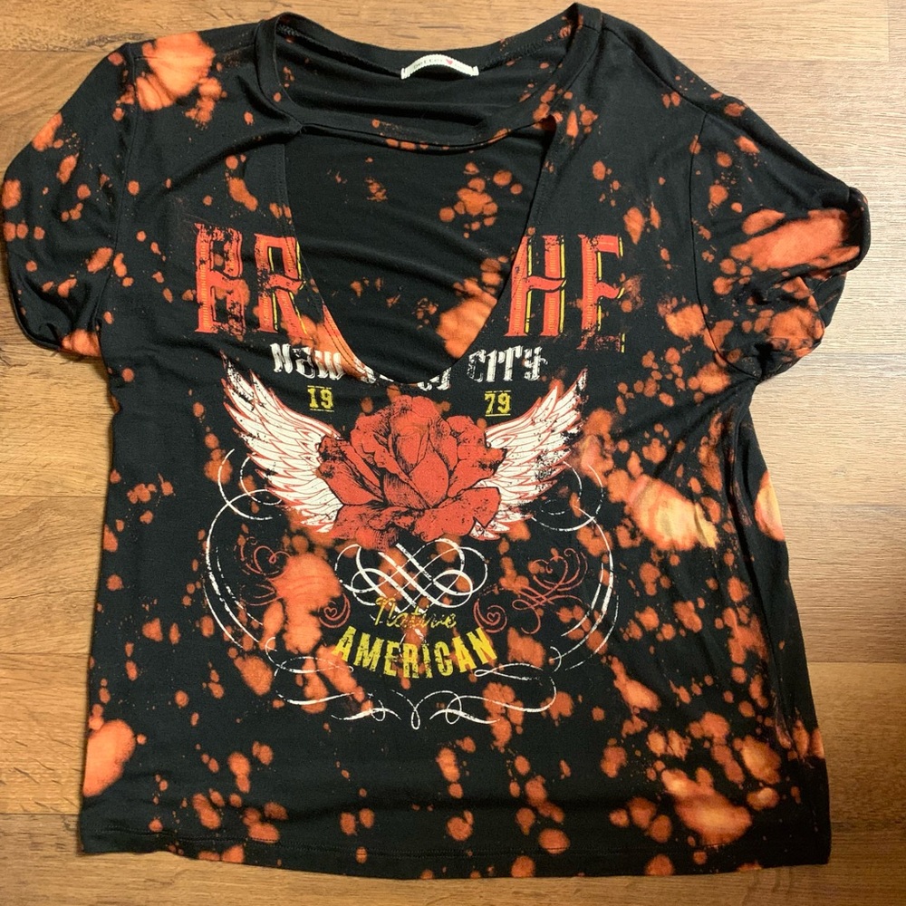 Rocker tye dye cut out shirt